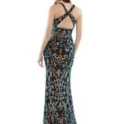 Colors 2520 Long Fitted Sequin Prom Dress Open Back Pageant Gown