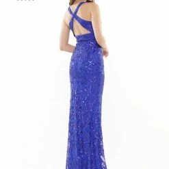 Colors 2520 Long Fitted Sequin Prom Dress Open Back Pageant Gown