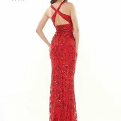 Colors 2520 Long Fitted Sequin Prom Dress Open Back Pageant Gown
