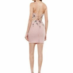 Colors Dress 2521 Short Fitted Crepe Floral Sequin Cocktail Dress Corset Formal Gown