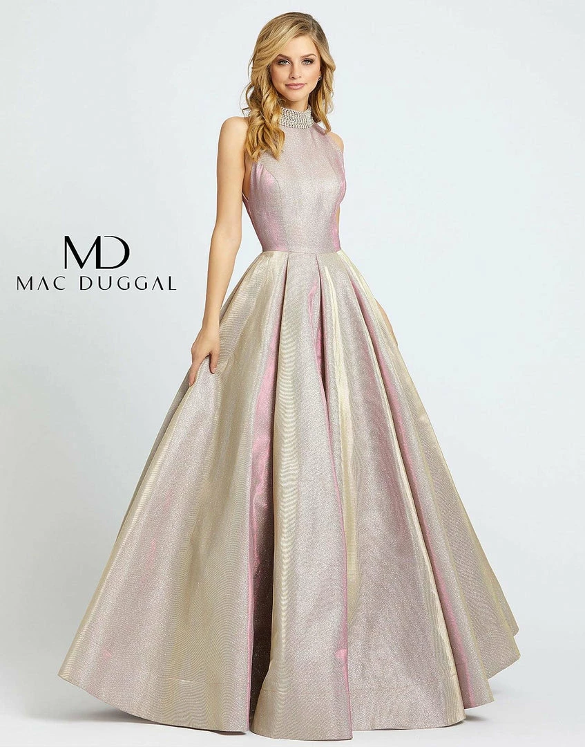 Discontinued Mac Duggal Cassandra Stone 25957A Pleated Ballgown Shimmer Prom Dress Choker Ballgown Dresses 3 Discontinued Mac Duggal Cassandra Stone 25957A Pleated Ballgown Shimmer Prom Dress Choker Ballgown Dresses