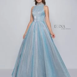 Discontinued Mac Duggal Cassandra Stone 25957A Pleated Ballgown Shimmer Prom Dress Choker Ballgown Dresses