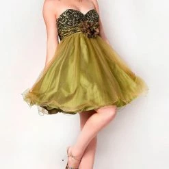In Stock Nina Canacci 6220 Size 12 Olive Short Sequin A Line Formal Cocktail Dress