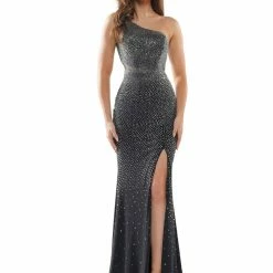 Colors 2647 Long Fitted One Shoulder Embellished Prom Dress Pageant Gown