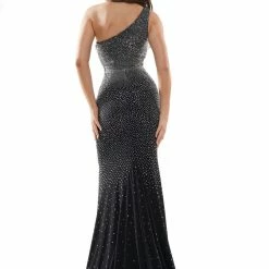 Colors 2647 Long Fitted One Shoulder Embellished Prom Dress Pageant Gown
