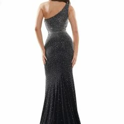 In Stock Colors 2647 Size 6, 10 Long Fitted One Shoulder Embellished Prom Dress Pageant Gown