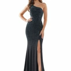 In Stock Colors 2647 Size 6, 10 Long Fitted One Shoulder Embellished Prom Dress Pageant Gown