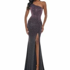 In Stock Colors 2647 Size 6, 10 Long Fitted One Shoulder Embellished Prom Dress Pageant Gown