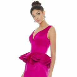 In Stock Ashley Lauren 4217 Size 4 Raspberry Peplum Satin Cocktail Dress Pageant Wear