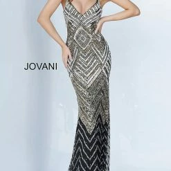 Jovani 2721 Fully Embellished Geometric Evening Gown Designer Prom Dress Formal