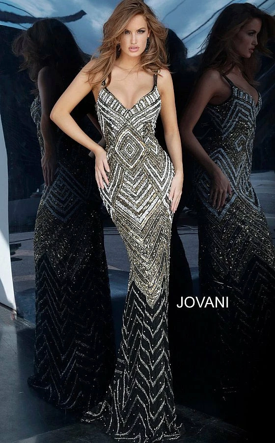 Jovani 2721 Fully Embellished Geometric Evening Gown Designer Prom Dress Formal 4 Jovani 2721 Fully Embellished Geometric Evening Gown Designer Prom Dress Formal