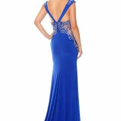 In Stock Precious Formals P53008 In Size 4 Royal Blue Prom Dress Long Sleeve Dresses
