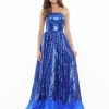 Colors 2775 Long Sequin Strapless A Line Ballgown Feather Prom Dress Pageant Gown Backless Dresses