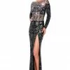 In Stock Precious Formals 9091 In Black/pewter Size 0 Pageant Dress Long Sleeve Sequin Sheer Dress 2 In Stock Precious Formals 9091 In Black/pewter Size 0 Pageant Dress Long Sleeve Sequin Sheer Dress