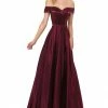 In Stock Lucci Lu 28063 Size 14 Claret Formal A Line Off The Shoulder Evening Gown Prom Dress
