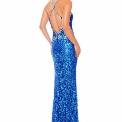 In Stock Backless Dresses Precious Formals 9092 Size 12 Long Sequin Fitted Pageant Dress Backless Gown Slit