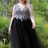 Sydney's Closet SC7298 Sleeveless Tulle Prom Dress Ball Gown Plus Sized Lace Top SC 7298 2 Sydney's Closet SC7298 Sleeveless Tulle Prom Dress Ball Gown Plus Sized Lace Top SC 7298