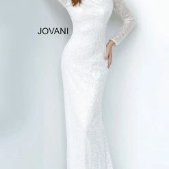 Sequin Dresses Jovani 2927 Long White Sequin Glitter Long Sleeve Wedding Dress Evening Gown 8 Sequin Dresses Jovani 2927 Long White Sequin Glitter Long Sleeve Wedding Dress Evening Gown