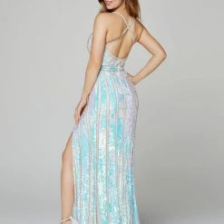 In Stock Primavera Couture 3441 Size 10 Royal Blue Sequin Prom Dress Iridescent V Neckline 21 In Stock Primavera Couture 3441 Size 10 Royal Blue Sequin Prom Dress Iridescent V Neckline