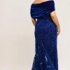 Long Sleeve Dresses Johnathan Kayne For Sydneys Closet JK 2005 Off The Shoulder Prom Dress Plus Size Velvet