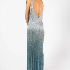 Discontinued Fringe & Tassels Primavera Couture 3031 Long Fringe Embellished Prom Dress Evening Gown Formal Dress