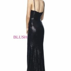 In Stock Blush Prom 11975 Sequin Prom Dress With Side Slit Evening Gown