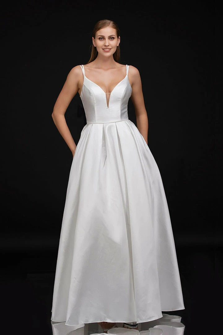 Nina Canacci B1900 Satin A Line Wedding Dress With Bow In Back V Neckline Bridal Gown Backless Dresses 6 Nina Canacci B1900 Satin A Line Wedding Dress With Bow In Back V Neckline Bridal Gown Backless Dresses