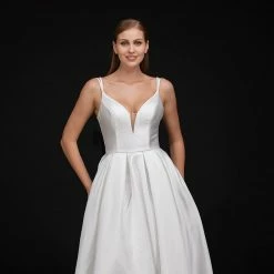 Nina Canacci B1900 Satin A Line Wedding Dress With Bow In Back V Neckline Bridal Gown Backless Dresses 14 Nina Canacci B1900 Satin A Line Wedding Dress With Bow In Back V Neckline Bridal Gown Backless Dresses