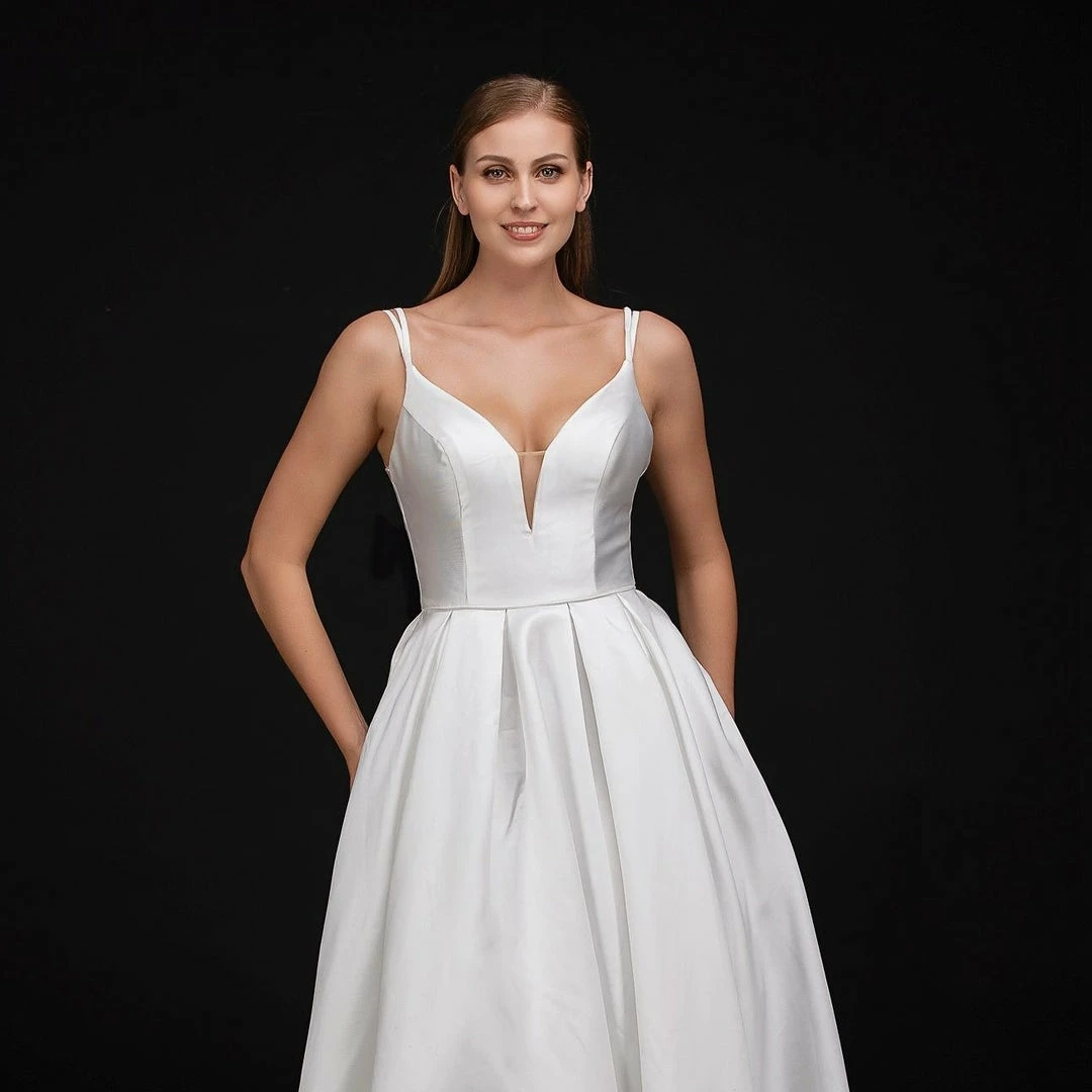 Nina Canacci B1900 Satin A Line Wedding Dress With Bow In Back V Neckline Bridal Gown Backless Dresses 7 Nina Canacci B1900 Satin A Line Wedding Dress With Bow In Back V Neckline Bridal Gown Backless Dresses