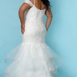 Mermaid Dresses Sydney's Closet SC5268 LaToya Wedding Dress Plus Sized Mermaid Off The Shoulder Straps SC 5268