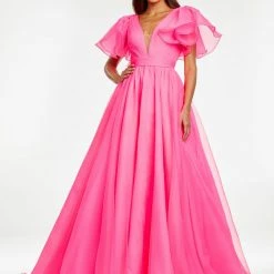 Ashleylauren Ashley Lauren 11153 Organza Prom Dress Ball Gown With Flutter Sleeve 19 Ashleylauren Ashley Lauren 11153 Organza Prom Dress Ball Gown With Flutter Sleeve