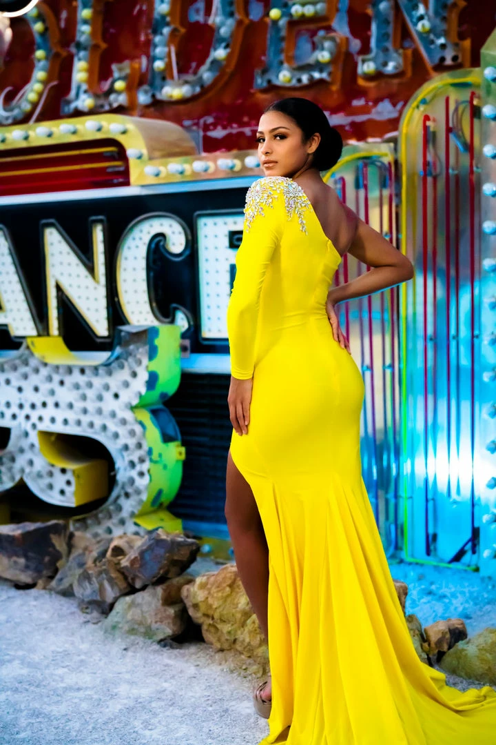 Johnathan Kayne 2224 One Long Sleeve Fitted Prom Dress With Side Slit Pageant Gown 4 Johnathan Kayne 2224 One Long Sleeve Fitted Prom Dress With Side Slit Pageant Gown