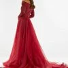 In Stock Ashley Lauren 1739 Size 8 RED Long Organza Overskirt Wire Hem Pageant Prom Layer Pageant