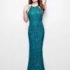 In Stock Primavera Couture 3007 Size 0 Teal Prom Dress Pageant Gown Fitted Beaded