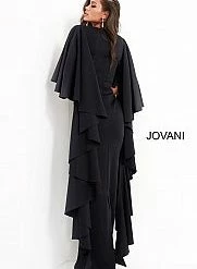 Long Sleeve Dresses Jovani 3018 Fitted Flare Sleeves Scuba Evening Dress Ruffle Layered Long Sleeves