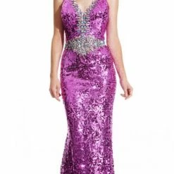 In Stock Johnathan Kayne 302 Size 6 Long Sequin Halter Pageant Dress Backless Gown Backless Dresses