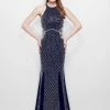 Discontinued Primavera Couture 3035 Long Beaded High Neck Cutout Mermaid Dress Formal Long Sleeve Dresses