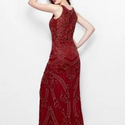 In Stock Primavera Couture 3037 Burgundy Size 12 Prom Dress Pageant Gown Beaded Long