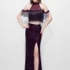 Discontinued Fringe & Tassels Primavera Couture 3038 Long Sheer High Neck Two Piece Beaded Dress Slit Formal 1 Discontinued Fringe & Tassels Primavera Couture 3038 Long Sheer High Neck Two Piece Beaded Dress Slit Formal