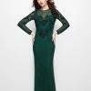 In Stock Primavera Couture 3051 Size 4 Sheer Beaded Long Sleeve Dress Formal Evening