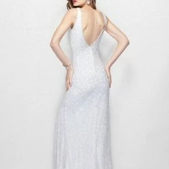 In Stock Primavera Couture 3057 White Size 4 Prom Dress Pageant Gown