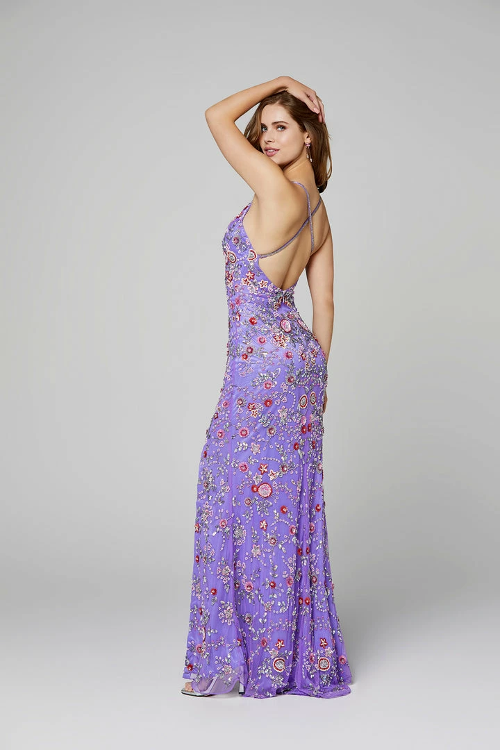 Primavera Couture 3073 Long Beaded Floral Print Prom Dress Evening Gown V Neckline Slit Sequin Dresses 46 Primavera Couture 3073 Long Beaded Floral Print Prom Dress Evening Gown V Neckline Slit Sequin Dresses