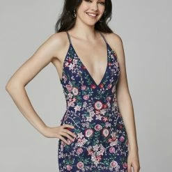 Primavera Couture 3073 Long Beaded Floral Print Prom Dress Evening Gown Side Slit