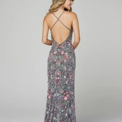 Primavera Couture 3073 Long Beaded Floral Print Prom Dress Evening Gown V Neckline Slit Sequin Dresses 133 Primavera Couture 3073 Long Beaded Floral Print Prom Dress Evening Gown V Neckline Slit Sequin Dresses