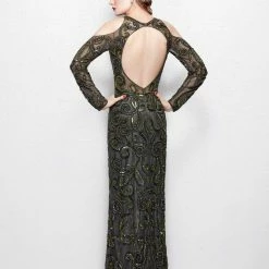 In Stock Long Sleeve Dresses Primavera Couture 3081 Olive Size 14 Long Formal Dress Evening Plus Gown