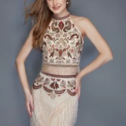 Discontinued Primavera Couture 3106 Two Piece Beaded Fringe Homecoming Dress 12 Discontinued Primavera Couture 3106 Two Piece Beaded Fringe Homecoming Dress