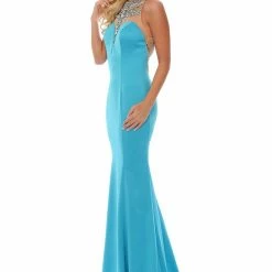 In Stock Mermaid Dresses Precious Formals 70158 Size 2 Neon Orange Long Mermaid Prom Dress Pageant Gown