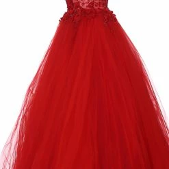 Jovani 3110 Long Ballgown Prom Dress Sheer Bodice Sexy V Neckline Floral Applique