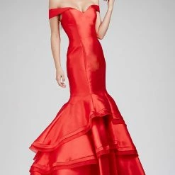 Jovani 31100 Off The Shoulder Fitted Mermaid Ruffle Prom Dress Evening Pageant Gown Mermaid Dresses