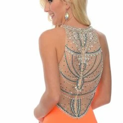In Stock Mermaid Dresses Precious Formals 70158 Size 2 Neon Orange Long Mermaid Prom Dress Pageant Gown
